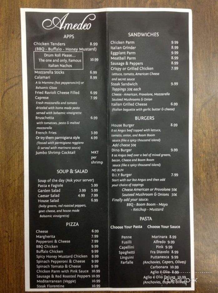 Amedeo Restaurant Lounge - Cranston, RI menu_pic