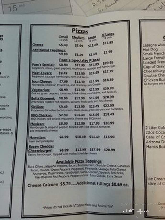 Pam's Place - Swanton, VT menu_pic