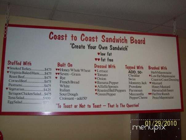 Coast To Coast Deli - Adrian, MI menu_pic