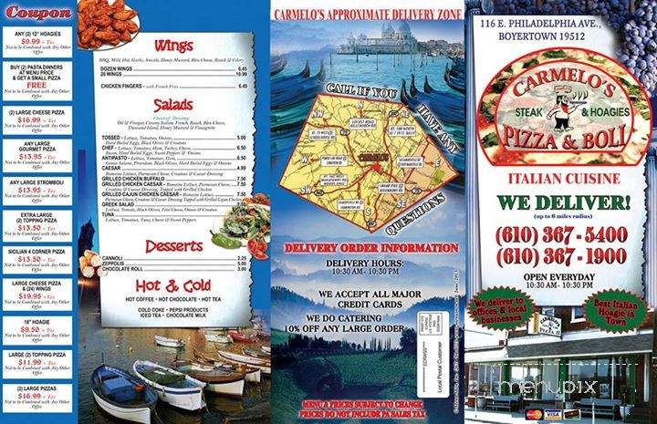 Carmelo's Pizza - Boyertown, PA menu_pic
