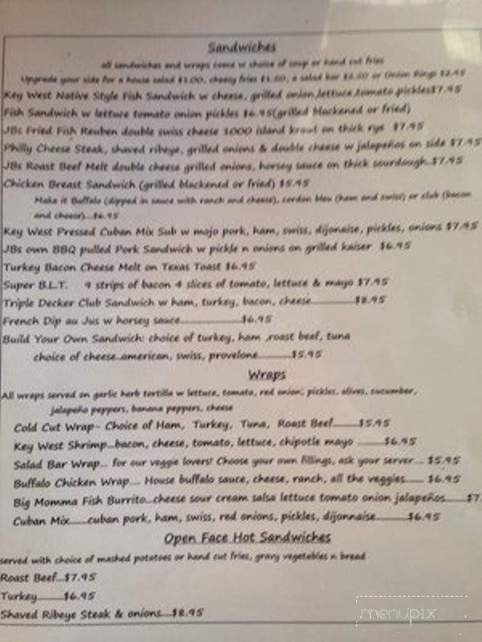 J B's Conch Cafe - Englewood, FL menu_pic