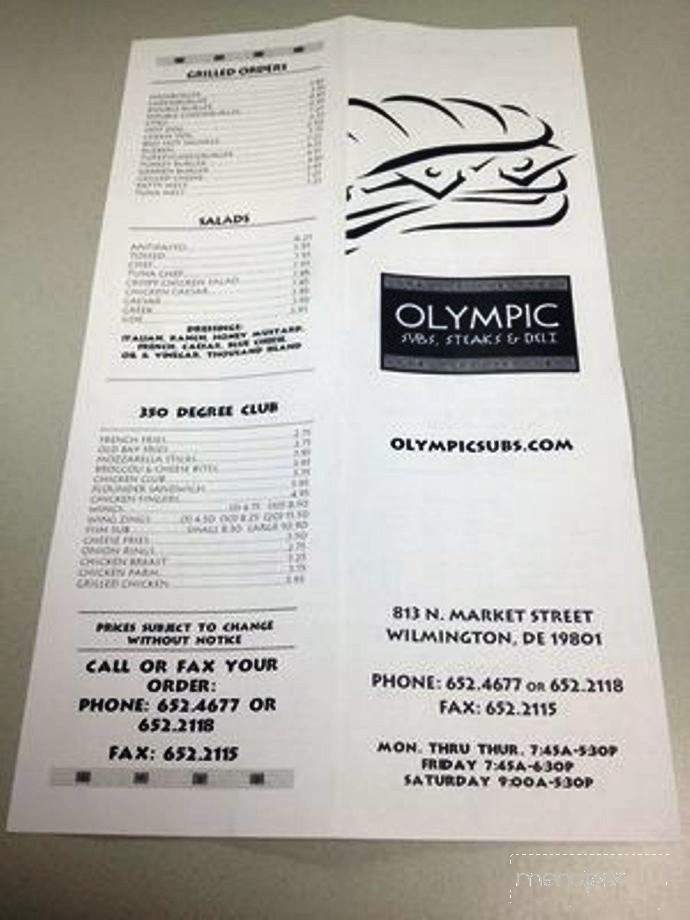 Olympic Subs & Steaks - Wilmington, DE menu_pic