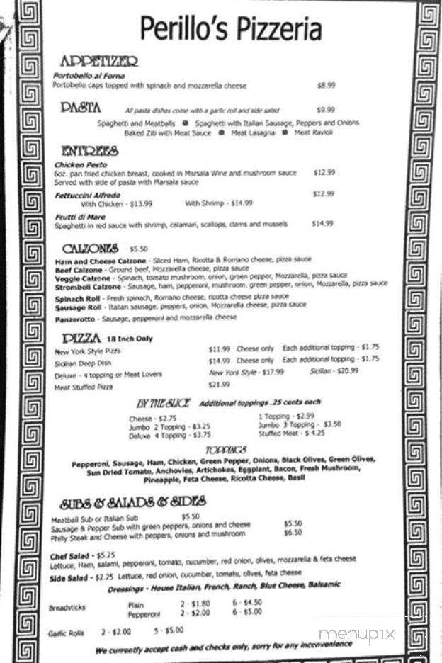 Perillo's Pizzeria - North Salem, IN menu_pic