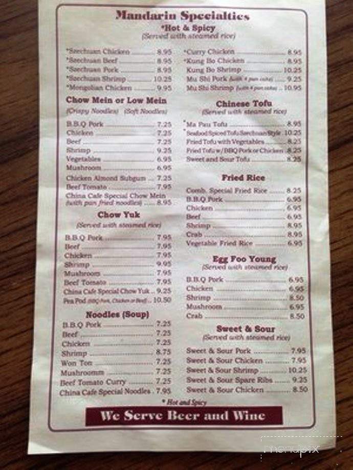 China Cafe Restaurant - Kennewick, WA menu_pic