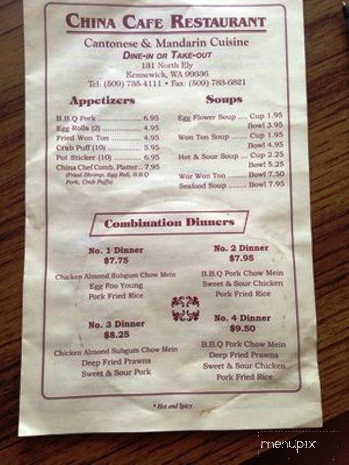 China Cafe Restaurant - Kennewick, WA menu_pic