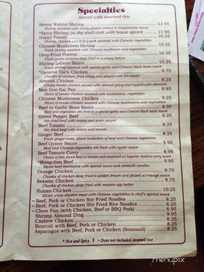 China Cafe Restaurant - Kennewick, WA menu_pic