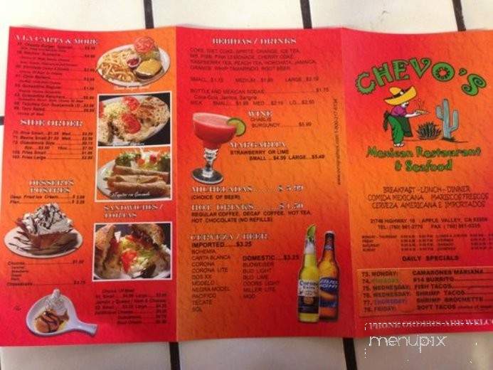 Chevo's Mexican Restaurant - Apple Valley, CA menu_pic