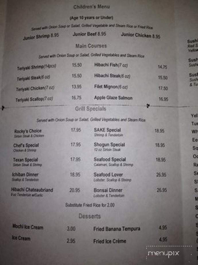 Sake Sushi Bar and Lounge - Port Arthur, TX menu_pic