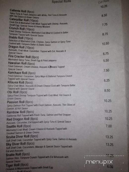 Sake Sushi Bar and Lounge - Port Arthur, TX menu_pic