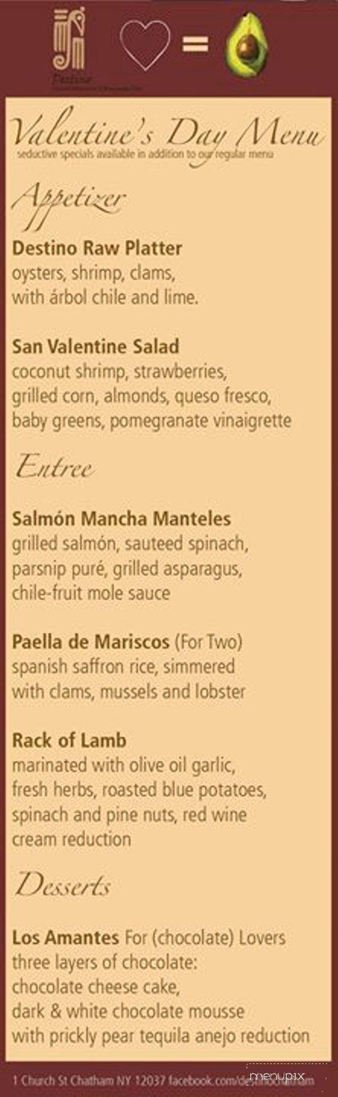 Destino Cucina Mexicana & Margarita Bar - Chatham, NY menu_pic