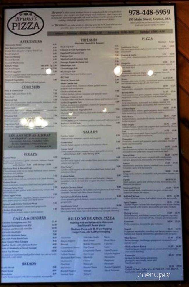 Bruno's Pizza - Groton, MA menu_pic