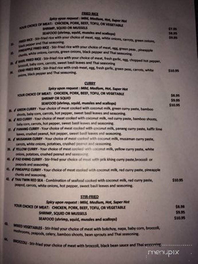 Thai Twin - Bridgeview, IL menu_pic