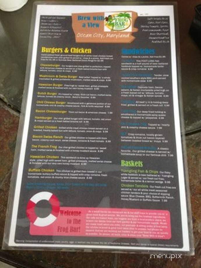O C Frogs Grill & Bar - Ocean City, MD menu_pic