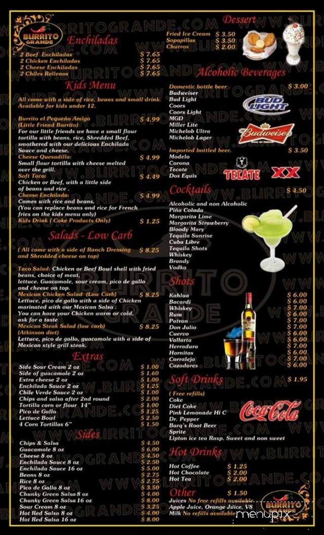 Burrito Grande - Roy, UT menu_pic