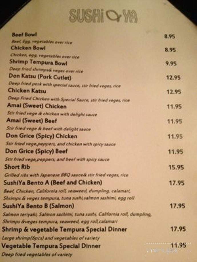 Sushi Ya - Philadelphia, PA menu_pic