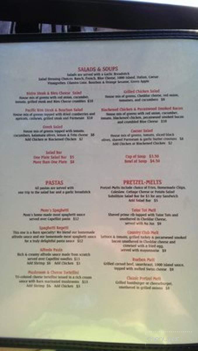 Barn Restaurant & Bar - Baraboo, WI menu_pic