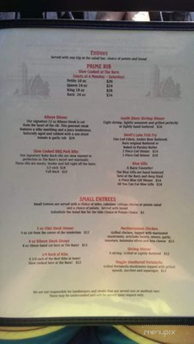 Barn Restaurant & Bar - Baraboo, WI menu_pic