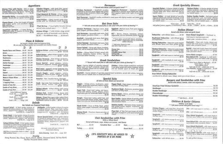 Menu Of Italian Garden And Pizzeria In Kings Mountain Nc 28086