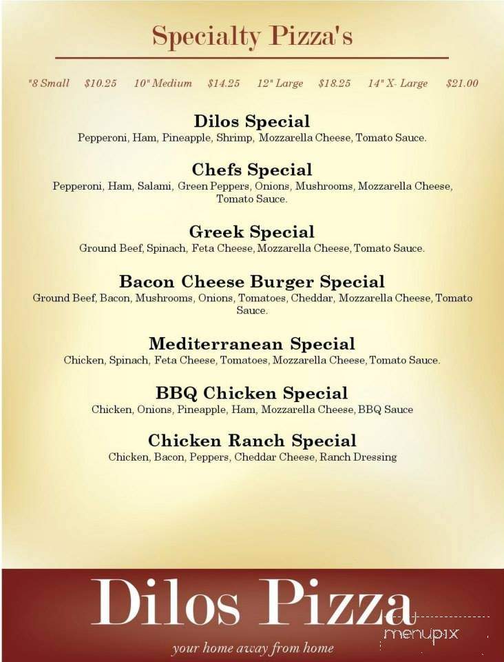 Dilo's Pizza and Spaghetti House - Coaldale, AB menu_pic