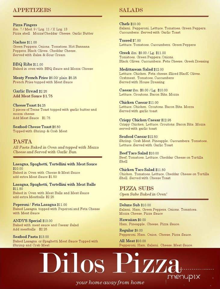 Dilo's Pizza and Spaghetti House - Coaldale, AB menu_pic