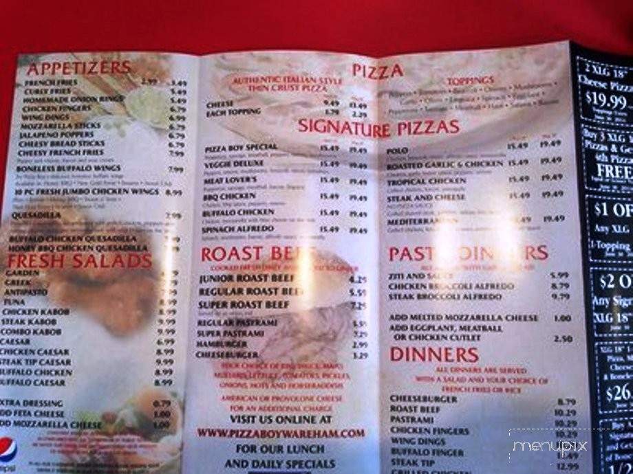 Pizza Boy - East Wareham, MA menu_pic