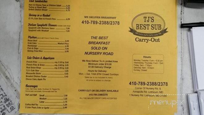 T J's Carry Out - Linthicum Heights, MD menu_pic
