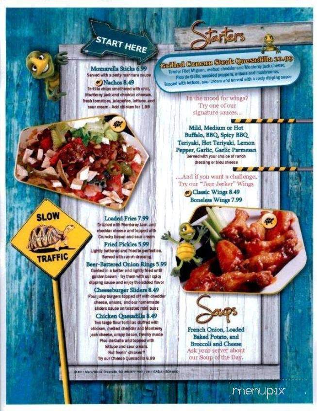 Turtle Shell Bar Grill - Mauldin, SC menu_pic