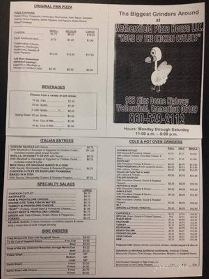 Wethersfield Pizza House - Wethersfield, CT menu_pic