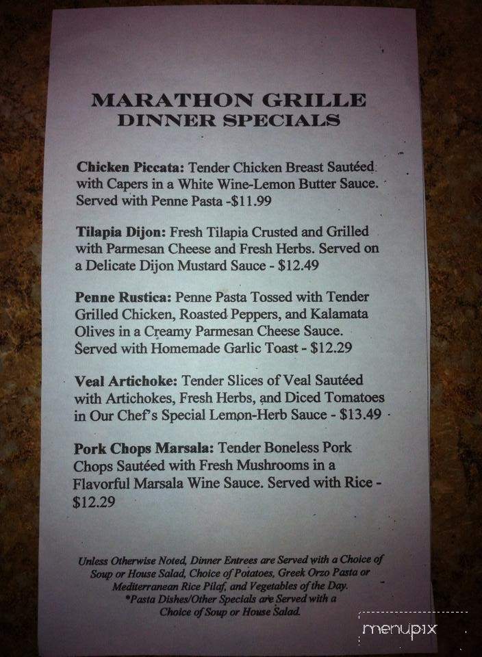 Marathon Grille - Palm Harbor, FL menu_pic
