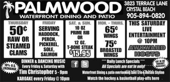 Palmwood Waterfront Eatery & Patio Bar - Crystal Beach, ON menu_pic