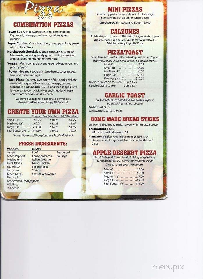 tower pizza and mexican menu tower pizza and mexican menu