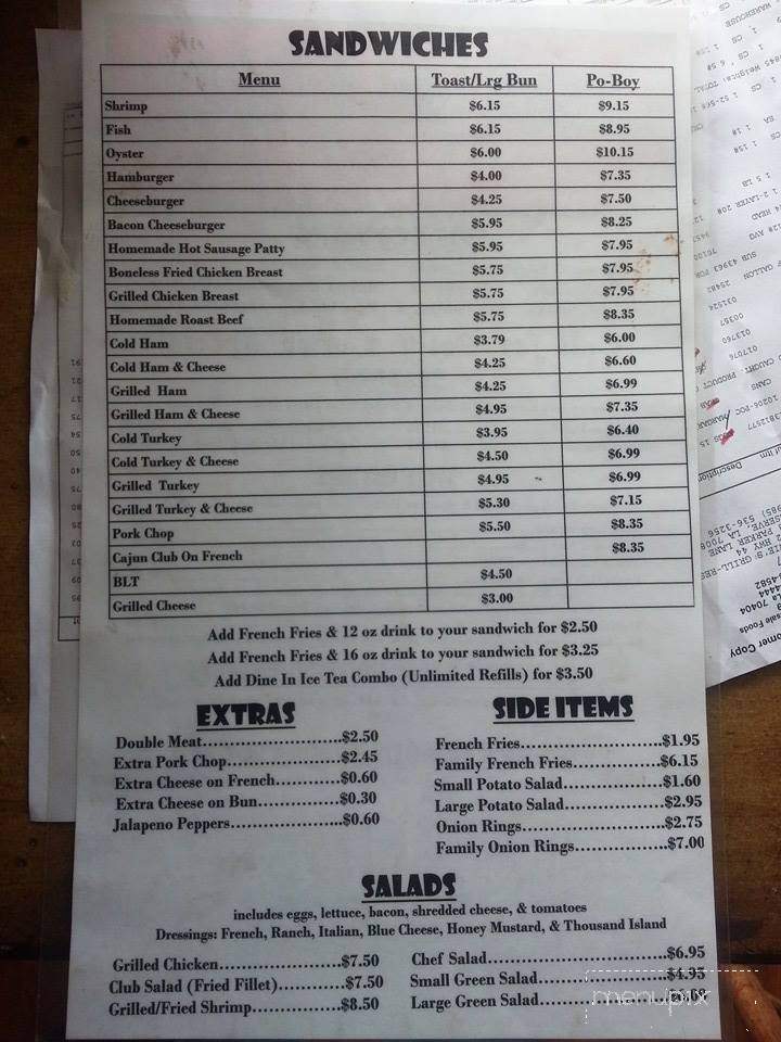 Connies Grill - Reserve, LA menu_pic