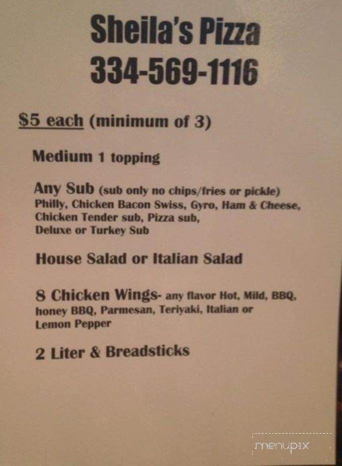 Sheila's Pizza - Deatsville, AL menu_pic