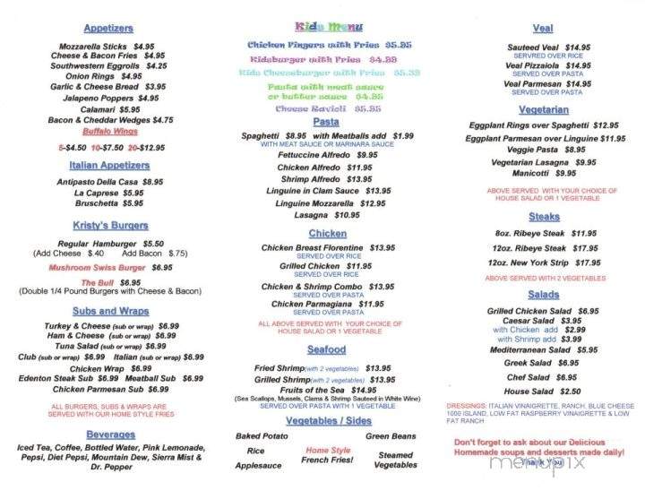 Kristy's Place - Edenton, NC menu_pic