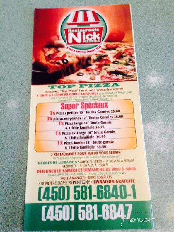 Nick's Pizzeria - Repentigny, QC menu_pic