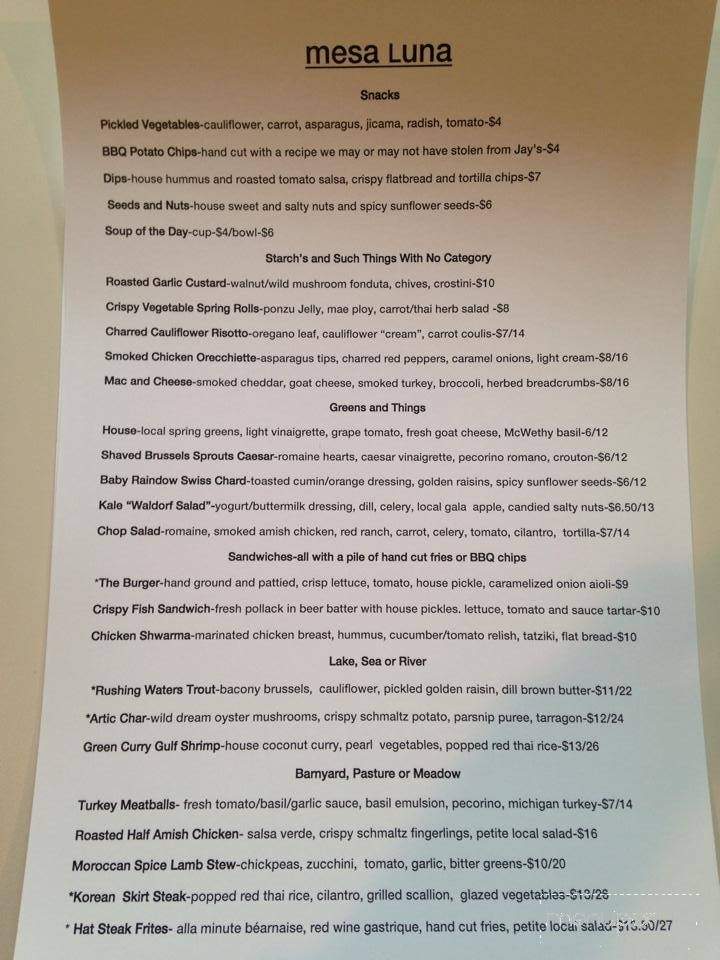 Mesa Luna Restaurant - Three Oaks, MI menu_pic
