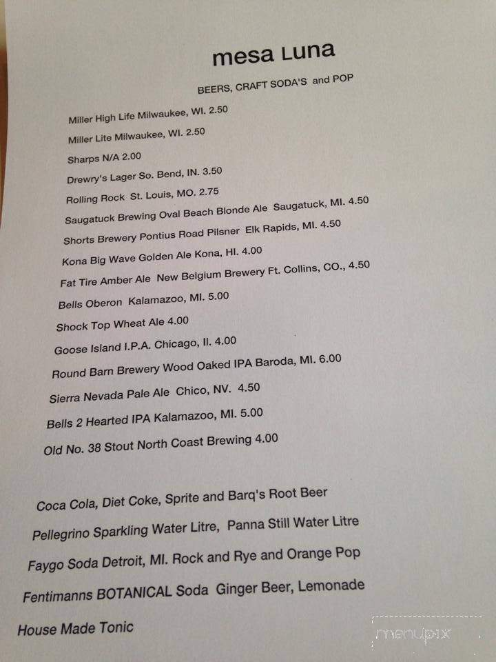 Mesa Luna Restaurant - Three Oaks, MI menu_pic