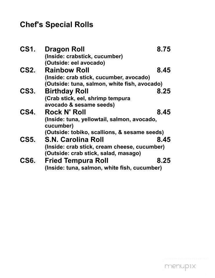 Hibachi Cafe - Greer, SC menu_pic