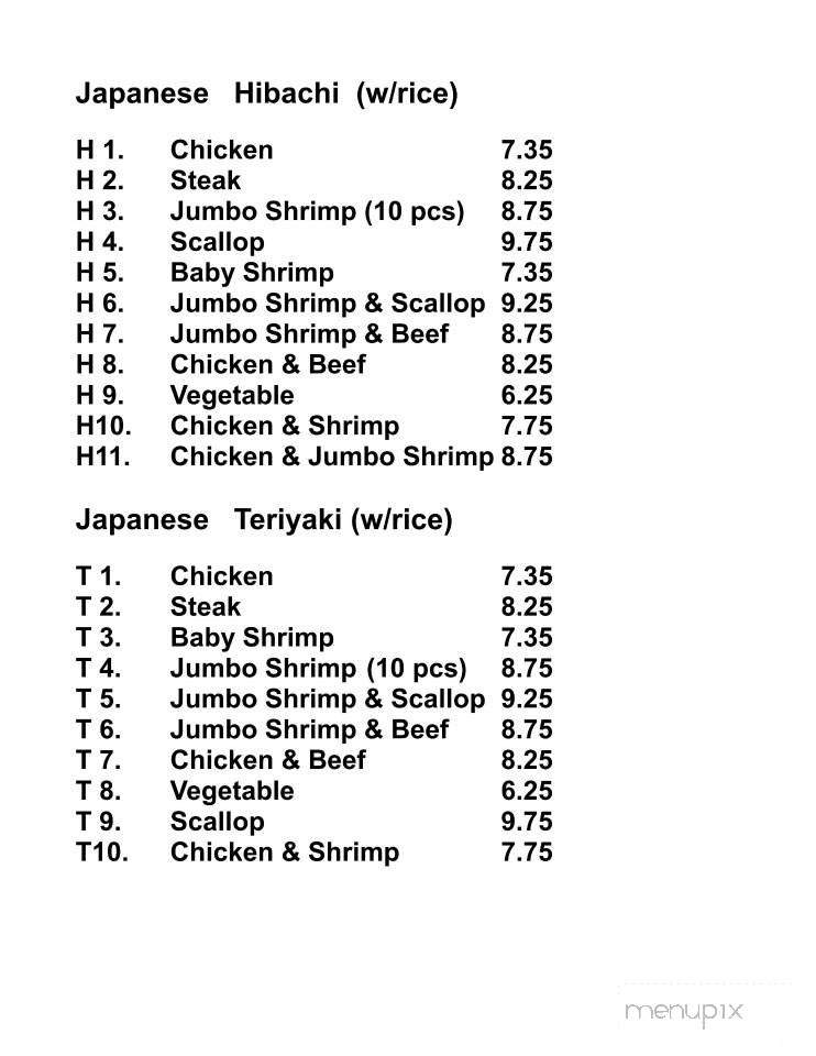 Hibachi Cafe - Greer, SC menu_pic