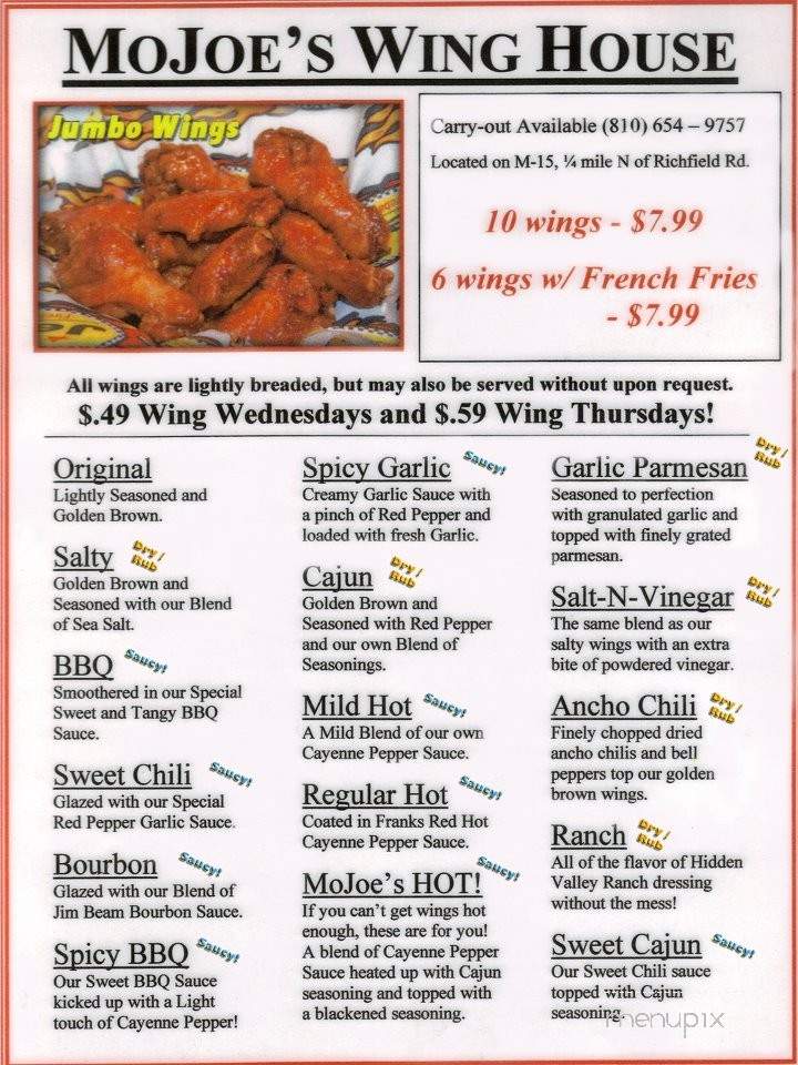 Mo Jo's Food & Spirit - Davison, MI menu_pic