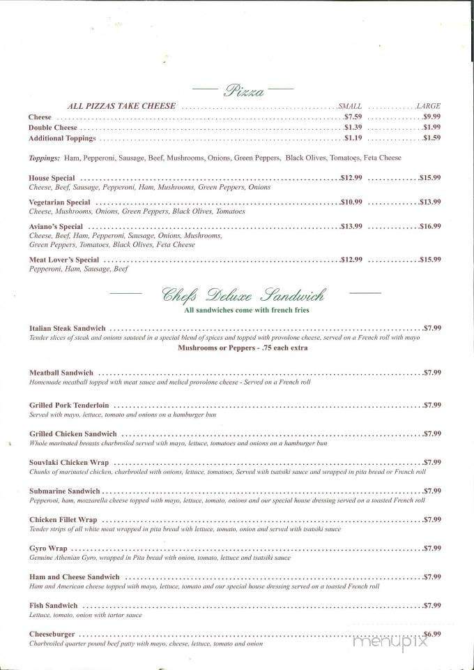 Aviano's - Thomaston, GA menu_pic