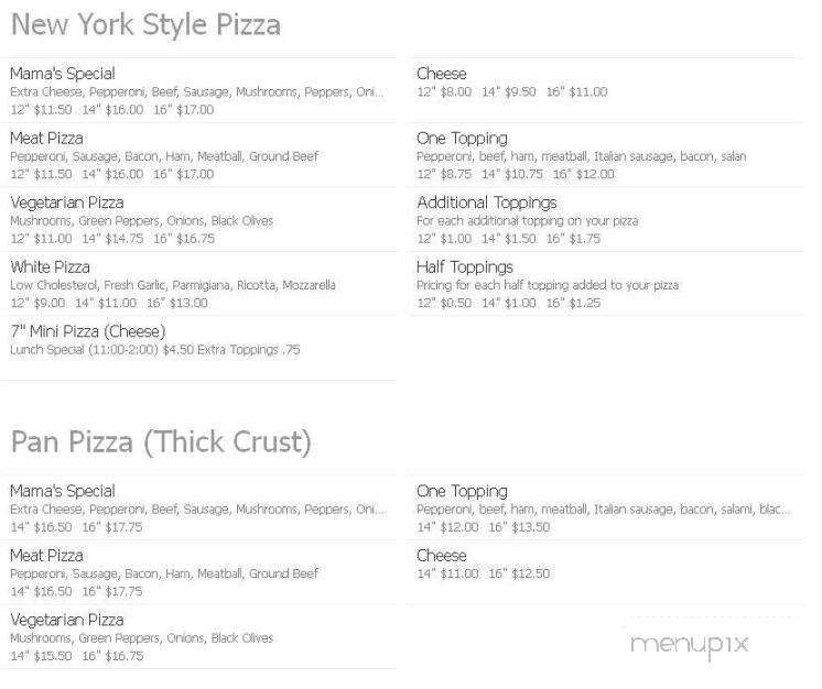 Mama's Pizza Italian Restaurant - Tarboro, NC menu_pic