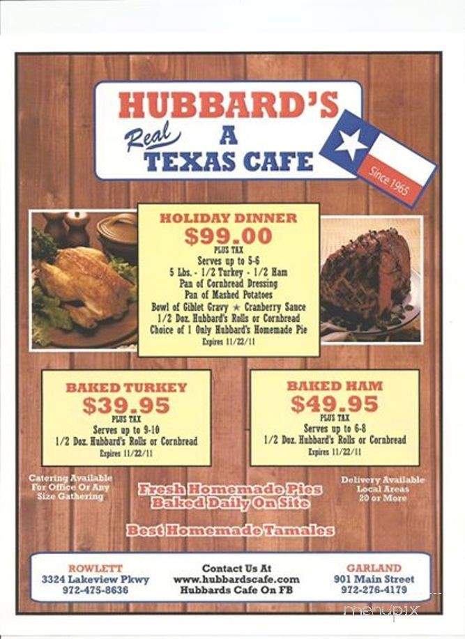 Hubbard's - Rowlett, TX menu_pic