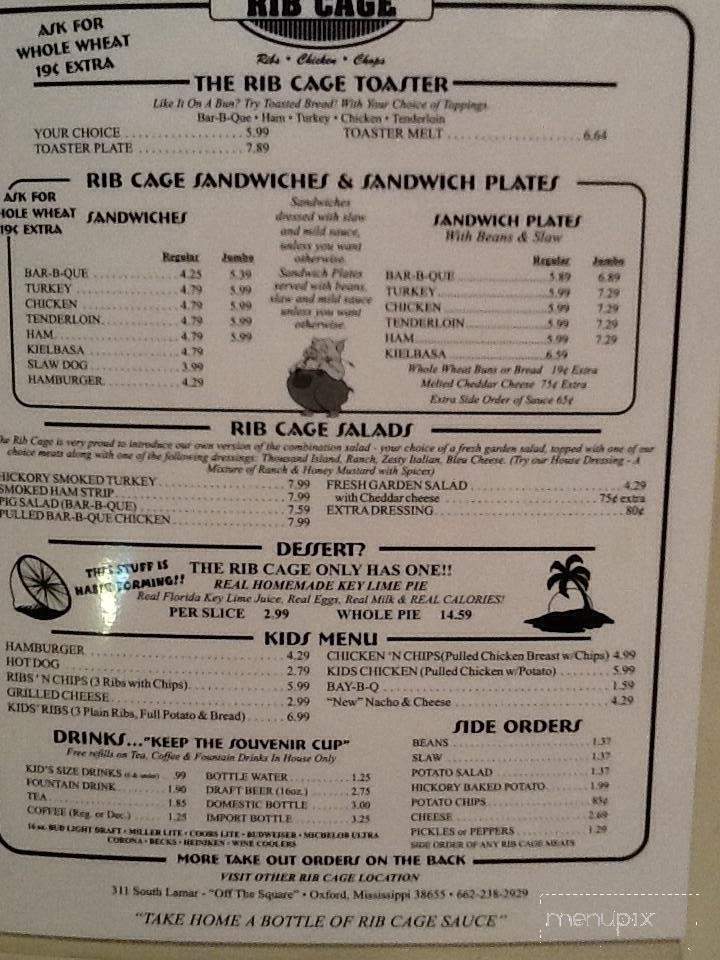 Rib Cage - Pickwick Dam, TN menu_pic