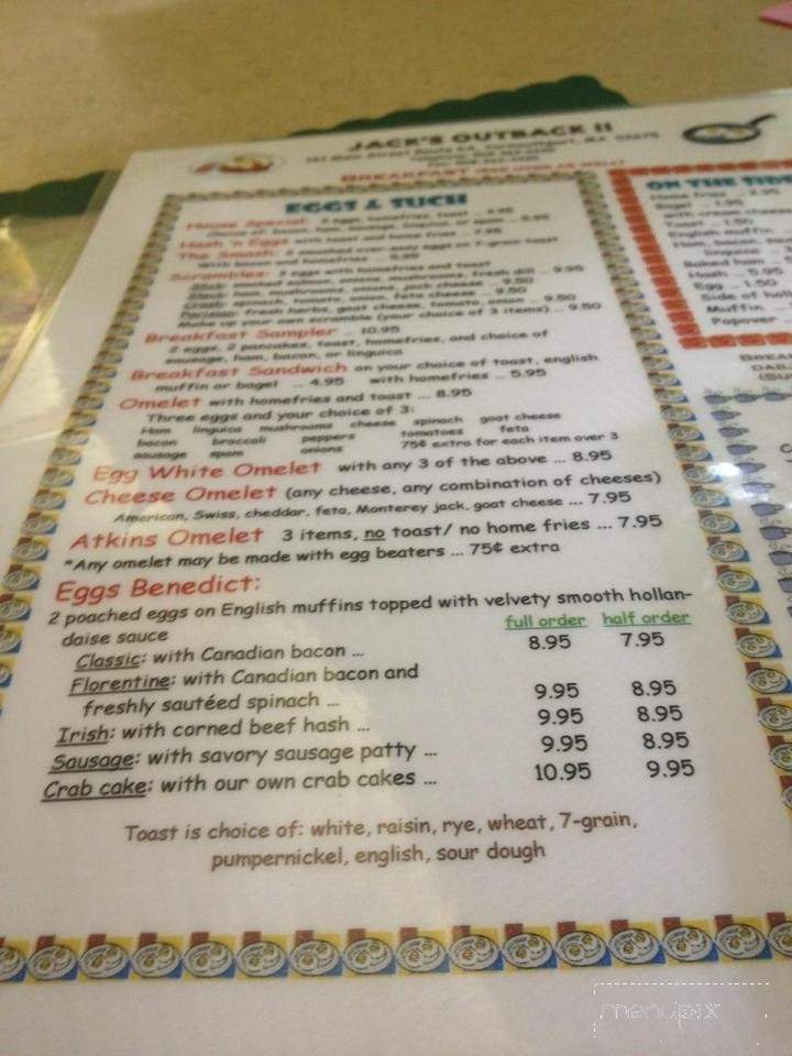 Jack's Outback Restaurant - Yarmouth Port, MA menu_pic