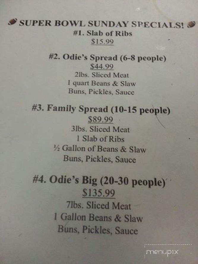 Oden's Family BBQ - Belton, MO menu_pic