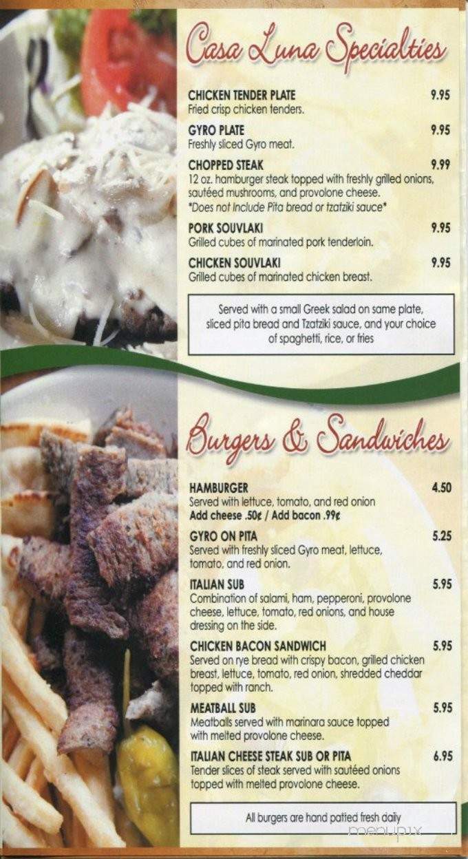 Casa Luna - Sparta, TN menu_pic