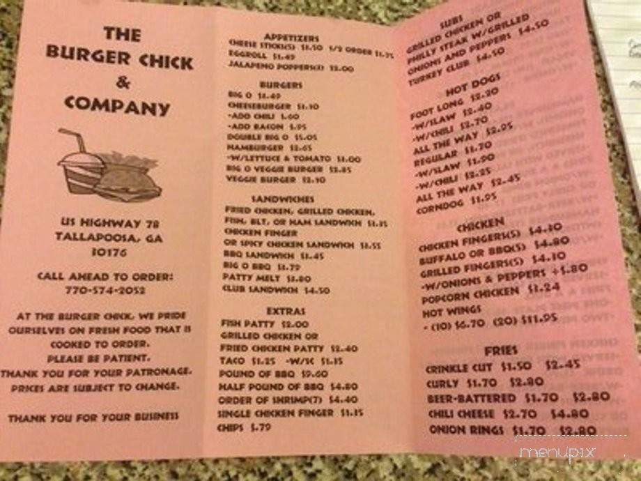 Burger Chick - Tallapoosa, GA menu_pic