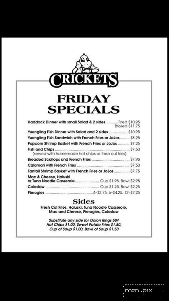 Crickets - Youngstown, OH menu_pic