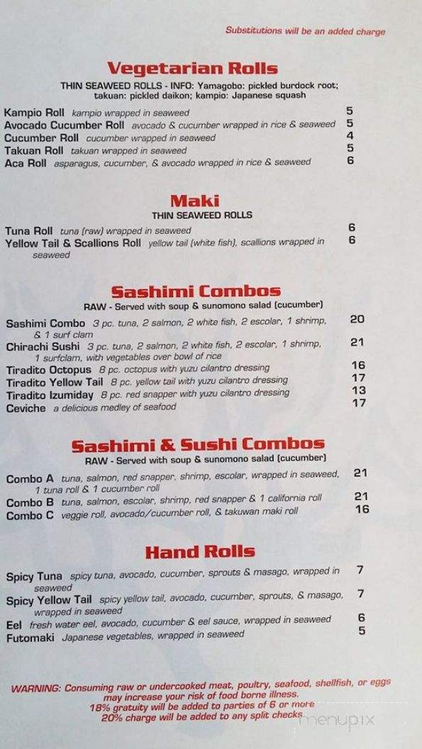 Jo Ji's Sushi & Teppan Grill - Espanola, NM menu_pic